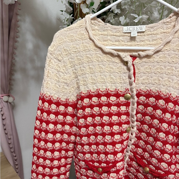 J. Crew Red and White Crochet Cardigan - Picture 5 of 9